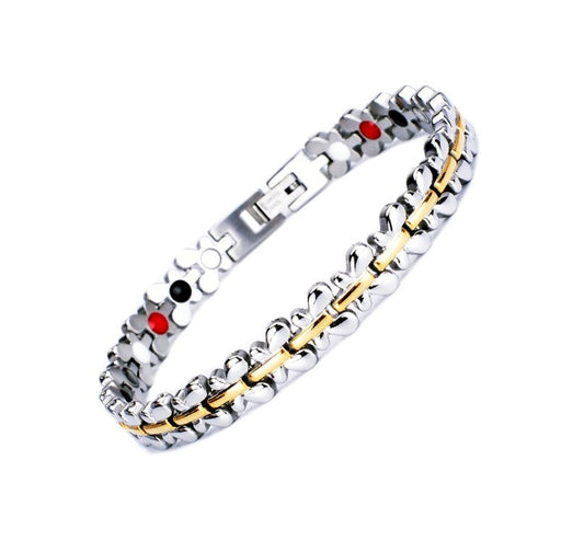 Stainless Steel Energy Bracelet 4-in-1. Silver/Gold color. Model SY087J