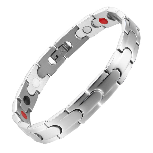 Stainless Steel Energy Bracelet 4-in-1. 2 Colors available. Model B113