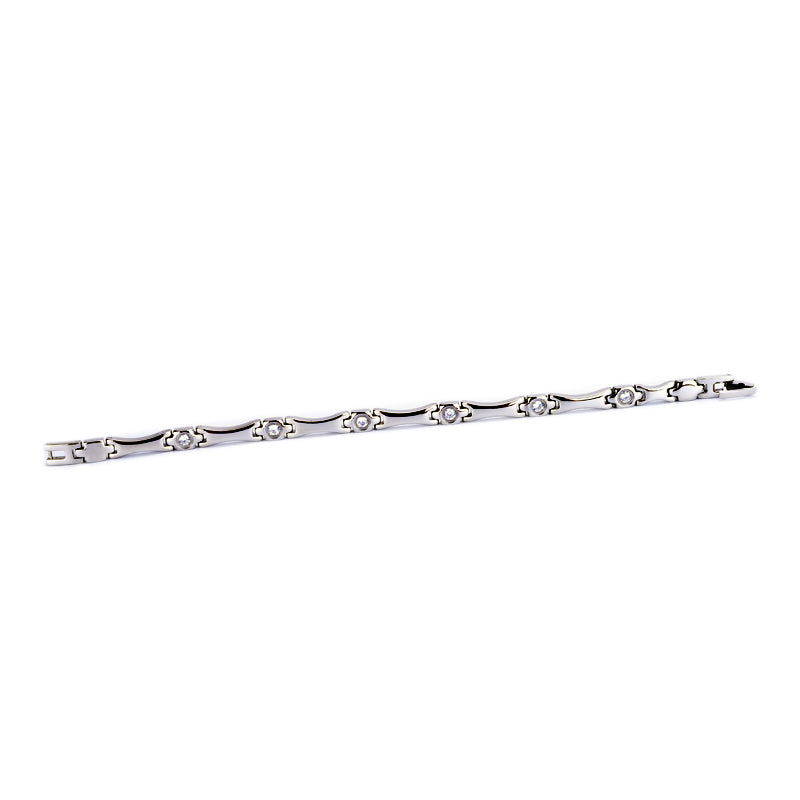 Stainless Steel Energy Bracelet 4-in-1 with Crystals. Silver color. Model SY385BZ