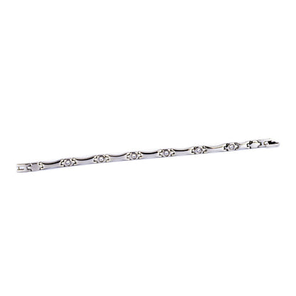 Stainless Steel Energy Bracelet 4-in-1 with Crystals. Silver color. Model SY385BZ