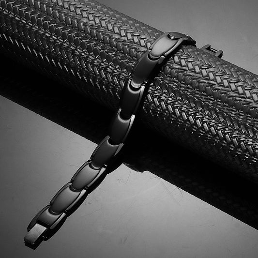 Stainless Steel Magnetic Bracelet. Black Color. Model B042MB
