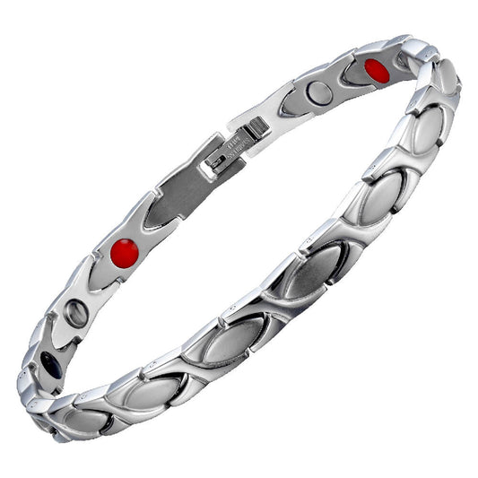 Stainless Steel Energy Bracelet 4-in-1. Silver color. Model B006S
