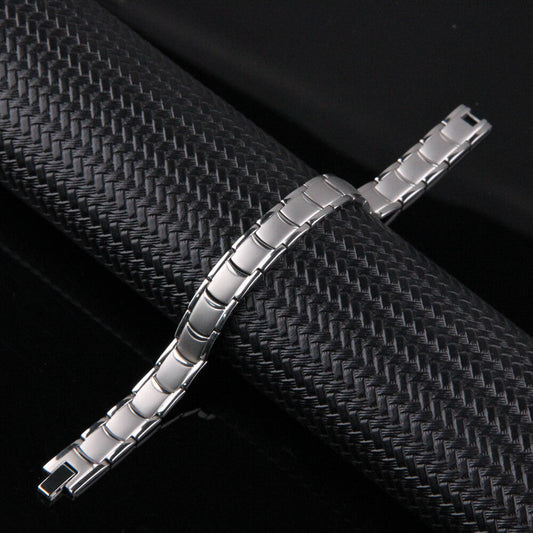 Stainless Steel Magnetic Power Bracelet. Silver Color. Model B011S