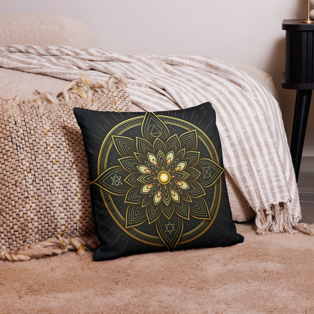 Thoth Inspired Black Mandala Premium Pillow Case