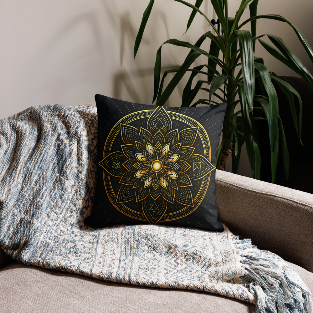 Thoth Inspired Black Mandala Premium Pillow Case